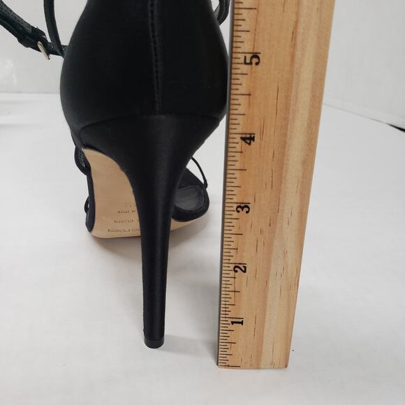 Sergio Rossi Sandals Womens 9.5 Black Satin Crystal Strappy Stiletto Heel Party - Picture 16 of 16